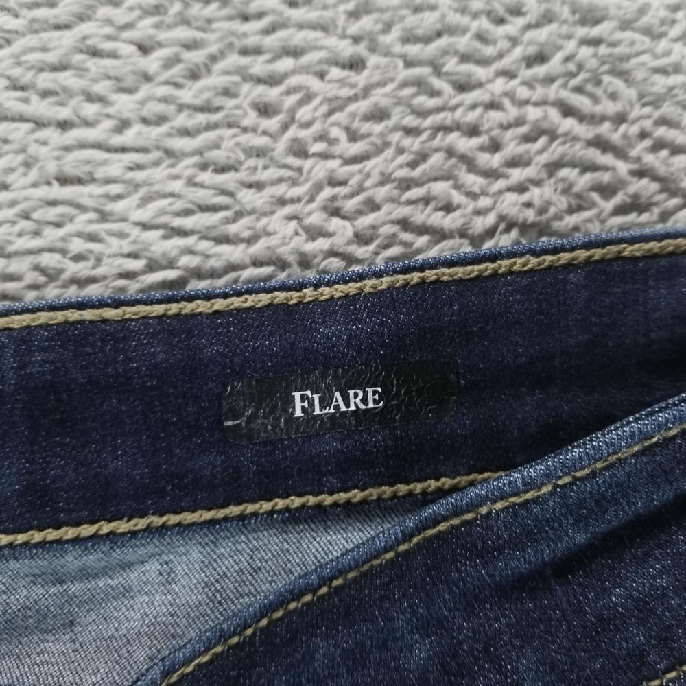 Judy Blue Jeans Womens 32 Blue Flare‎ Mid Rise Dark Wash Raw Hem Stretch - Picture 4 of 10